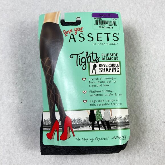 SPANX Assets Sara Blakely‎ Reversible Shaping Tights Women's 5 Flipside Diamond - Picture 1 of 6